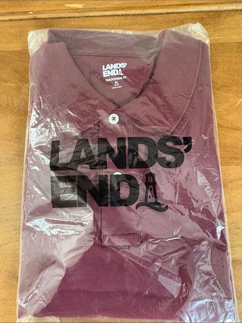 Lands' End NWT Men's Polo Shirt in Burgundy Size XL